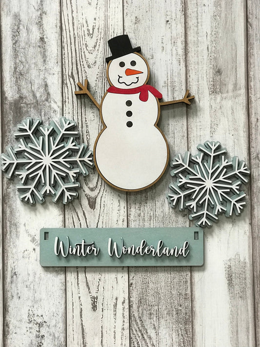 UNFINISHED Snowman Winter Wonderland Insert DIY Set for Wagon - Wholesale Set of 6