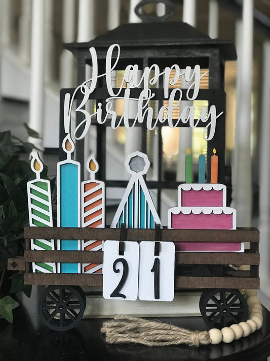 UNFINISHED Happy Birthday Age Insert DIY Set for Wagon - Wholesale Set of 6