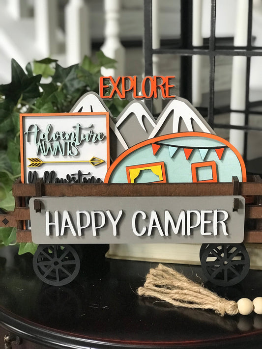 UNFINISHED Happy Camper Insert DIY Set for Wagon - Wholesale Set of 6