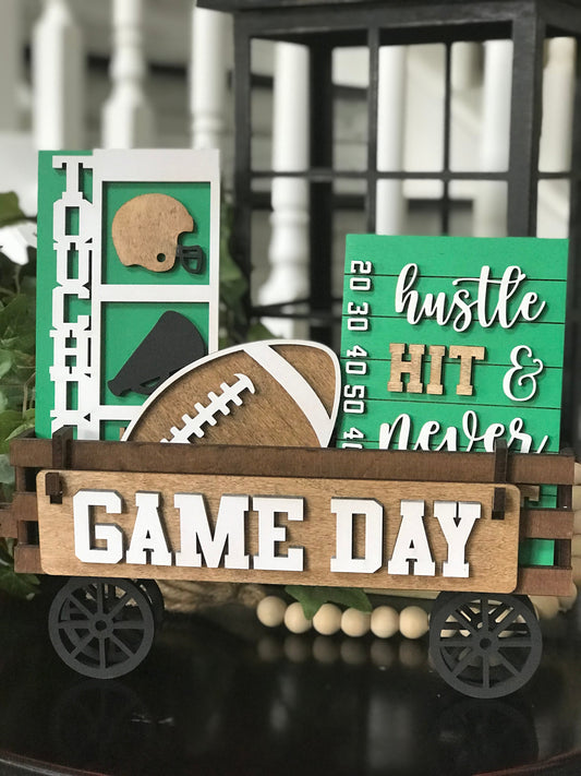 UNFINISHED Football Insert DIY Set for Wagon - Wholesale Set of 6