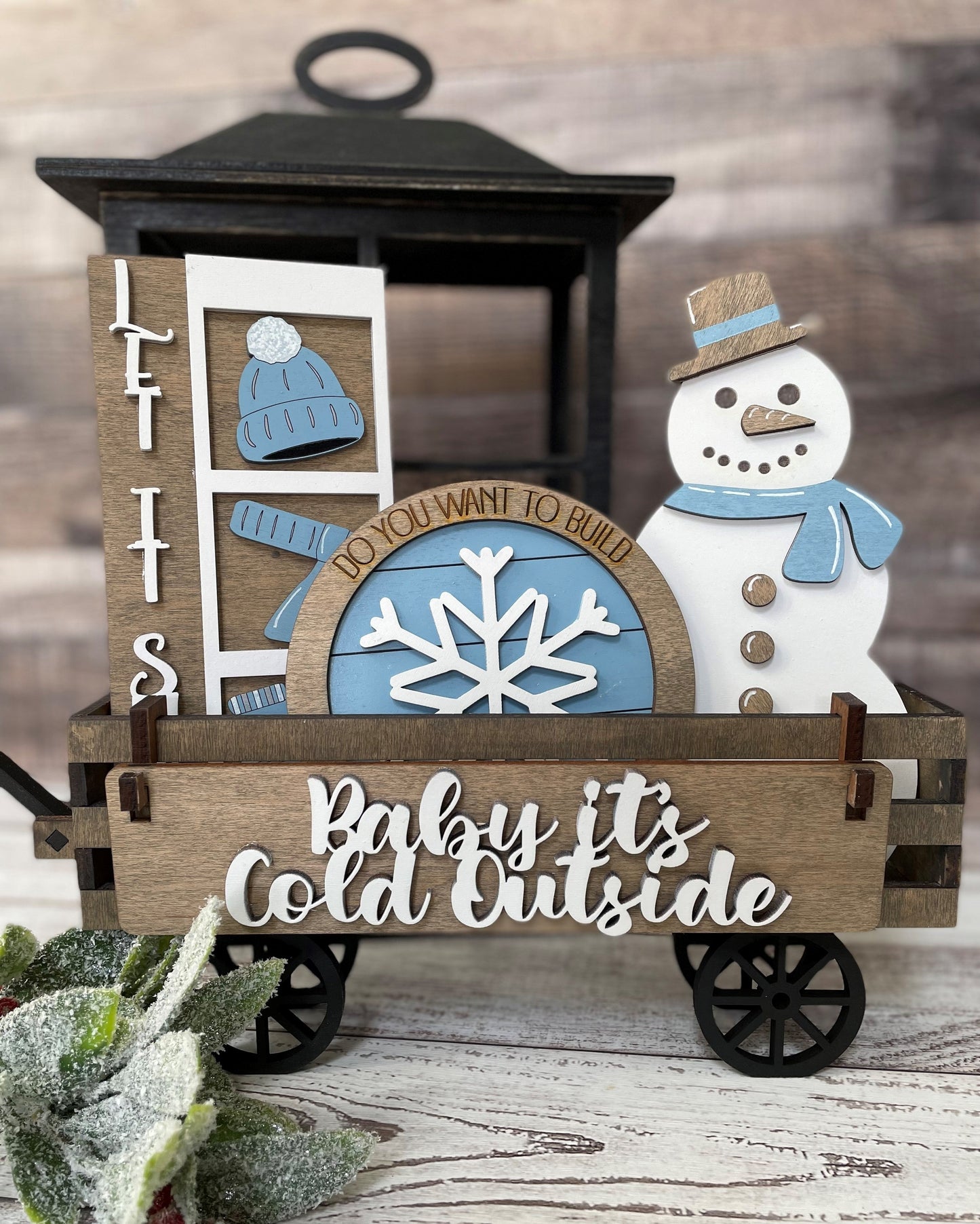 UNFINISHED Winter Cold Snowman Insert DIY Set for Wagon - Wholesale Set of 6