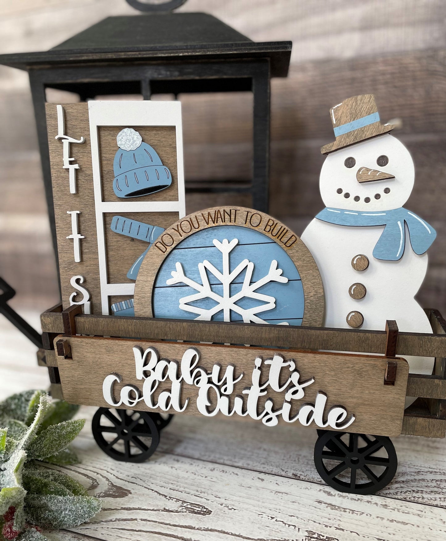 UNFINISHED Winter Cold Snowman Insert DIY Set for Wagon - Wholesale Set of 6