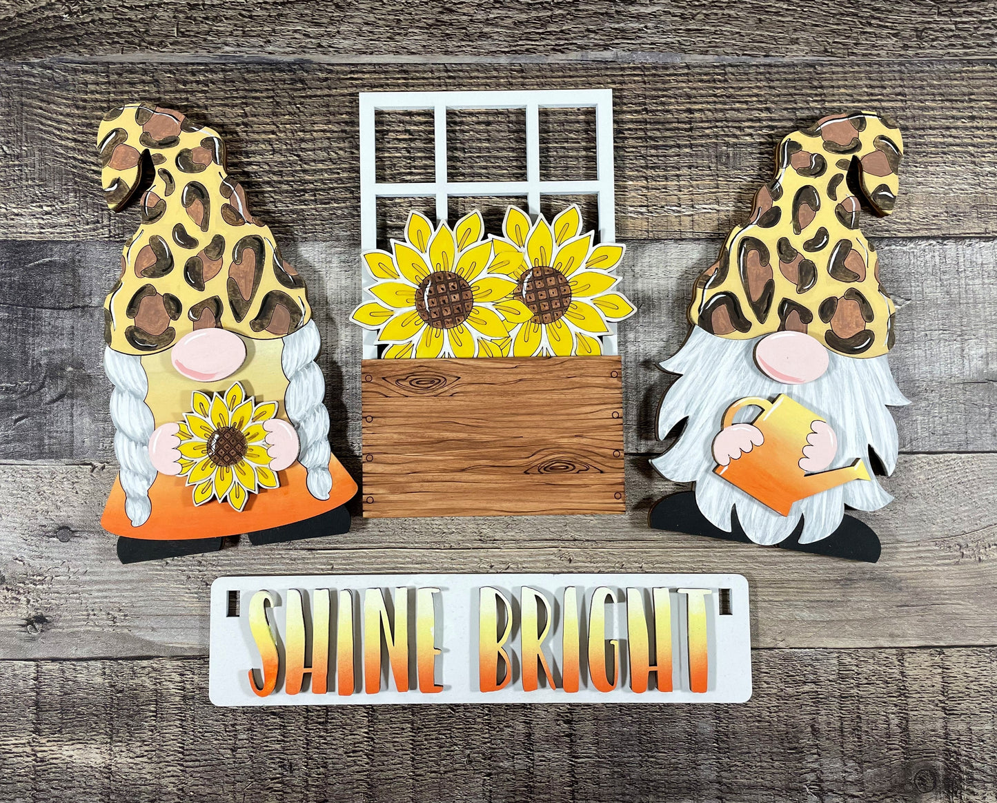 UNFINISHED Sunflower Gnomes Insert DIY Set for Wagon - Wholesale Set of 6