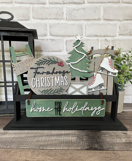 UNFINISHED Farmhouse Christmas Insert DIY Set for Wagon - Wholesale Set of 6