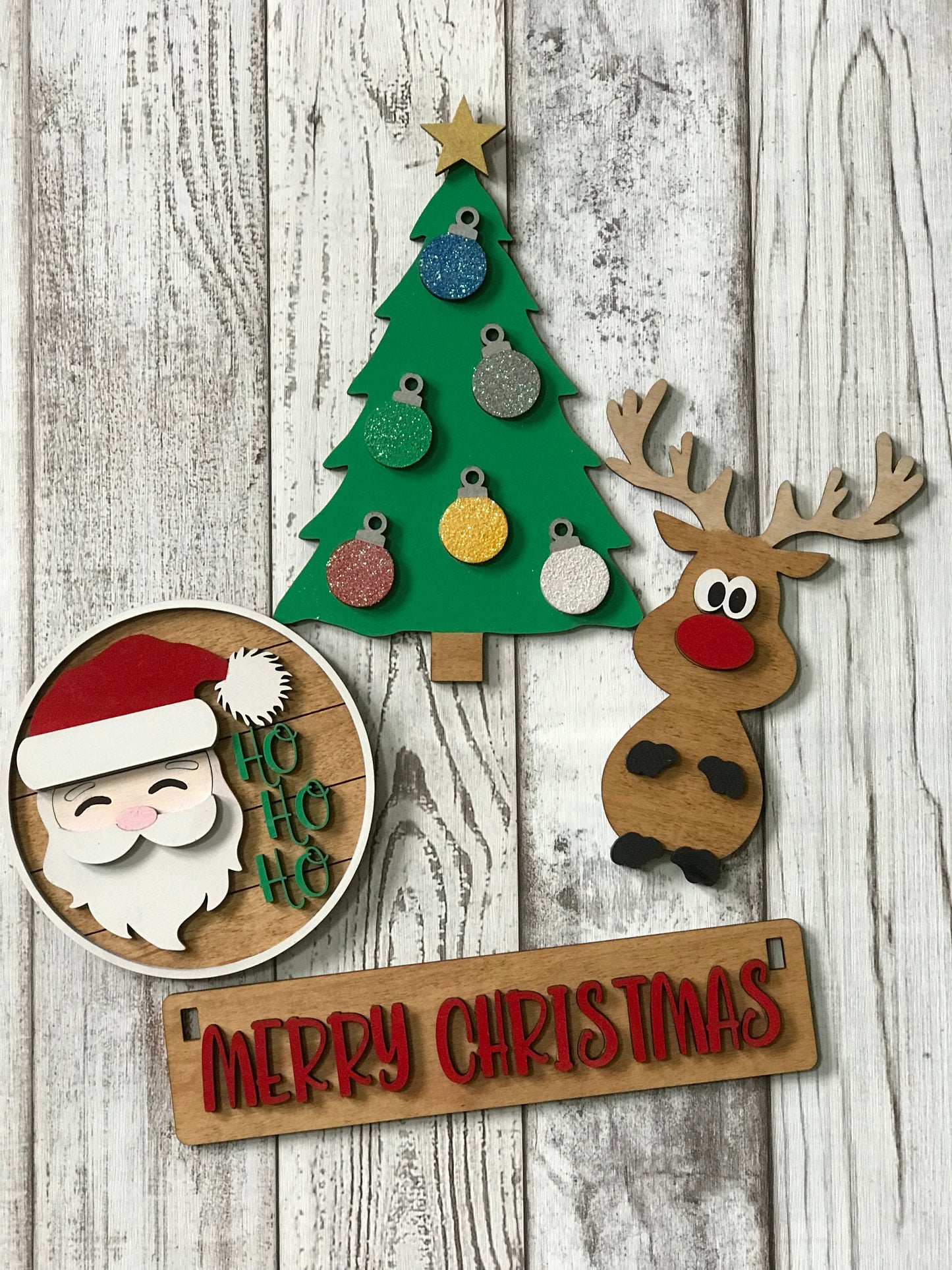 UNFINISHED Santa & Reindeer Insert DIY Set for Wagon - Wholesale Set of 6