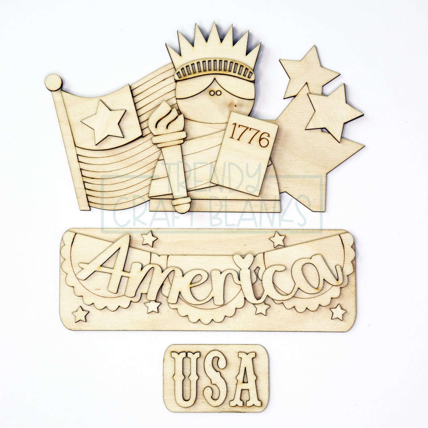 July 4th America Interchangeable Inserts (Trucks, Door Hanger, Breadboards) - Wholesale Set of 6