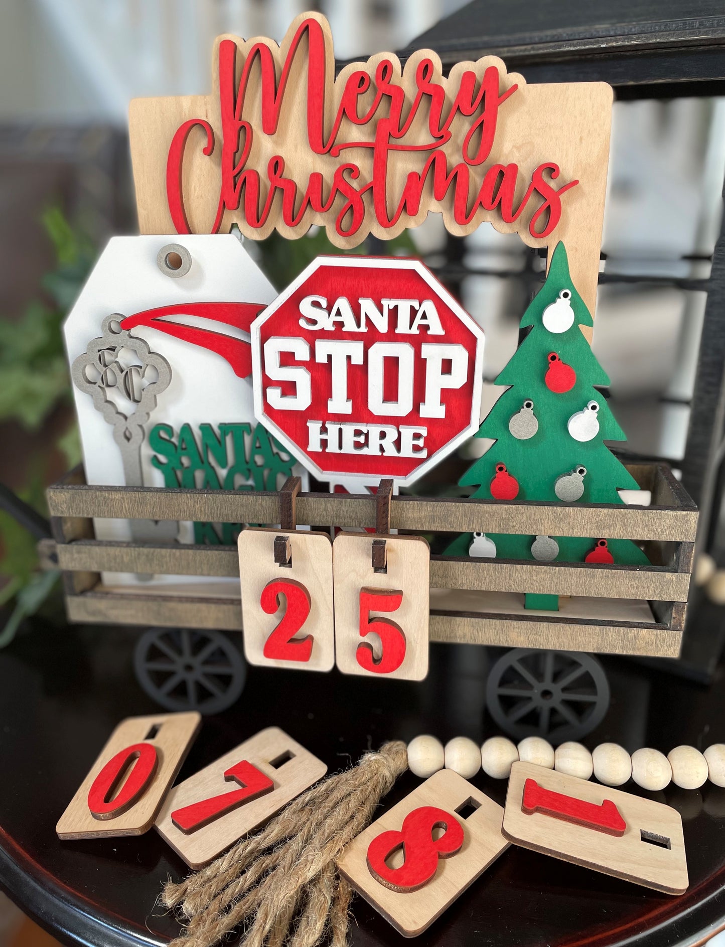 UNFINISHED Christmas Countdown Insert DIY Set for Wagon