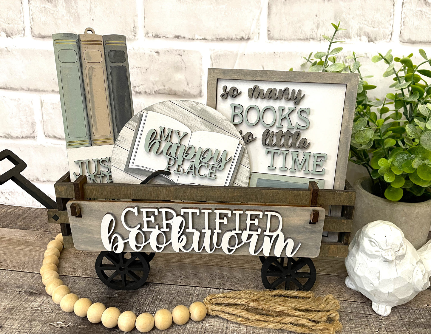 UNFINISHED Book Lover Insert DIY Set for Wagon